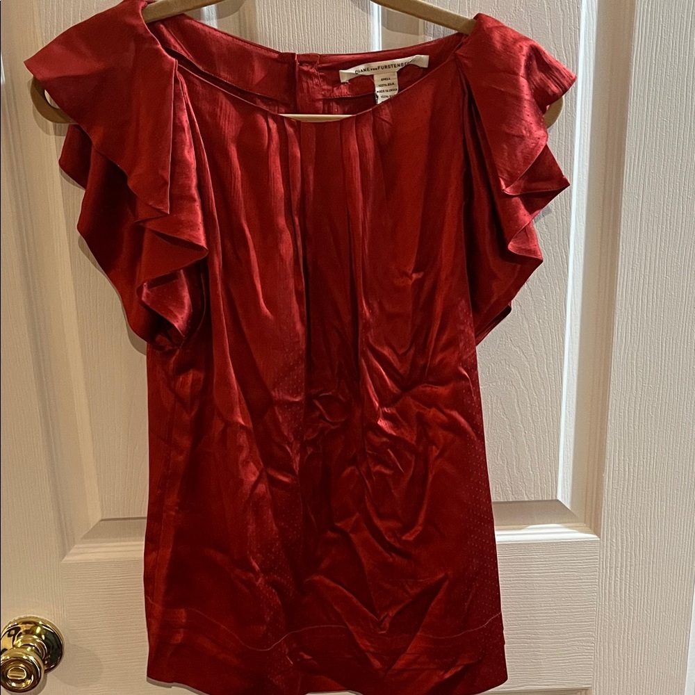Silk Diane Von Furstenberg Ruffle Sleeve Top circa 2010